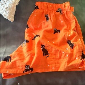 Orange Cat Print Kids Bottoms